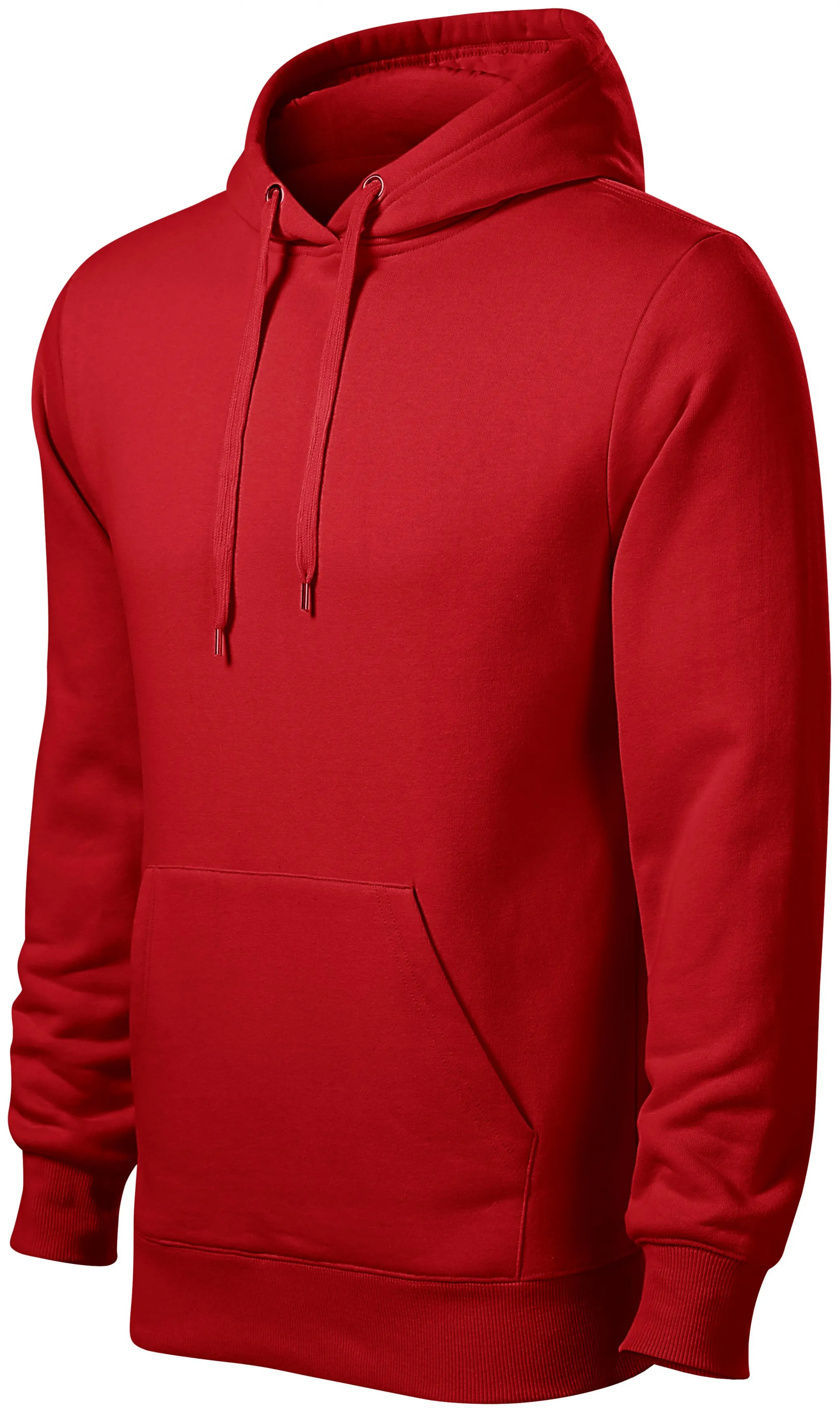 Felpa uomo con cappuccio senza zip, rosso, 3XL