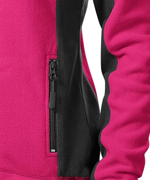 Giacca da donna in pile a contrasto - Pratiche tasche con cerniera