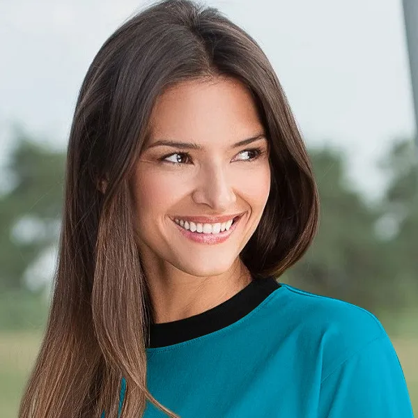 T-shirt in cotone bicolore - Scollatura rotonda a contrasto