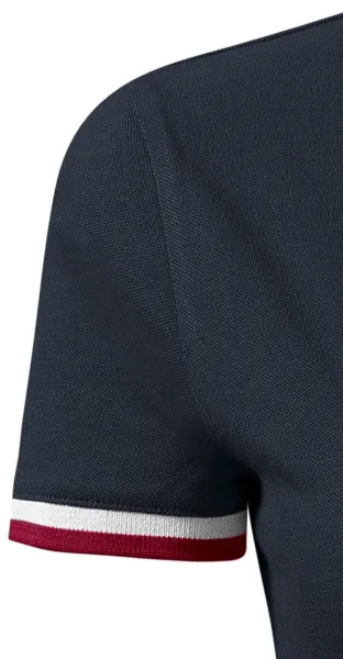 Polo da donna con colletto alzato - Maniche corte con strisce a contrasto