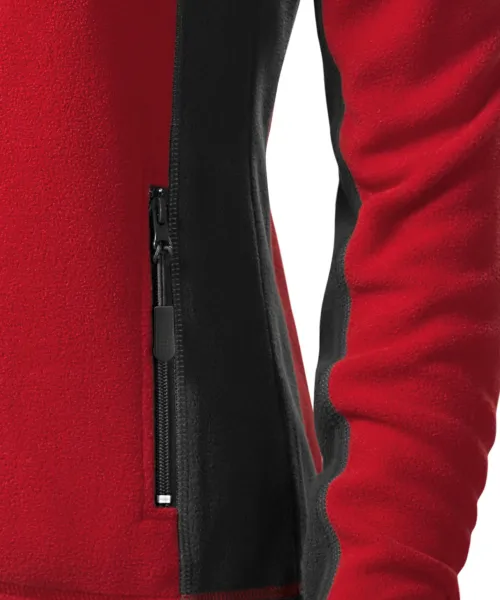 Giacca da donna in pile a contrasto - Pratiche tasche con cerniera