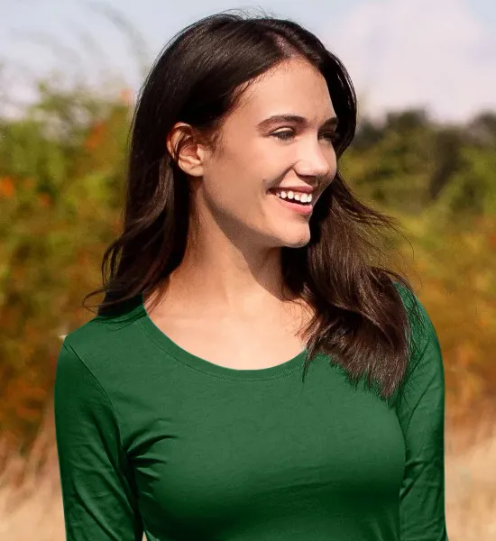 T-shirt da donna a maniche lunghe - Scollatura rotonda più profonda