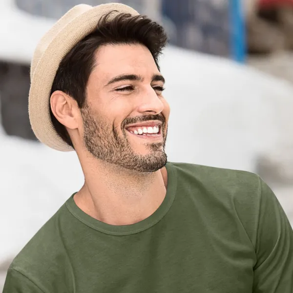 Maglietta a manica lunga da uomo - Scollo tondo classico